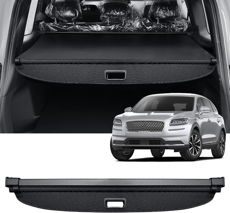 AUXKO Retractable Cargo Cover for Lincoln MKX 2018-2016, Trunk Cargo Cover Luggage Security Shade Cover for Lincoln Nautilus 2023-2019 Shielding Shade Anti-Peeping Luggage Privacy Screen, Carbon Fiber - Image 1